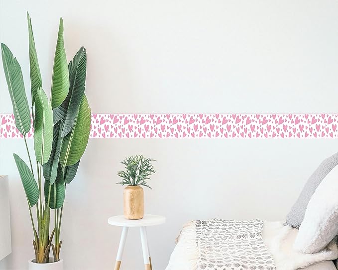 FLFK Pink Heart Wallpaper Border