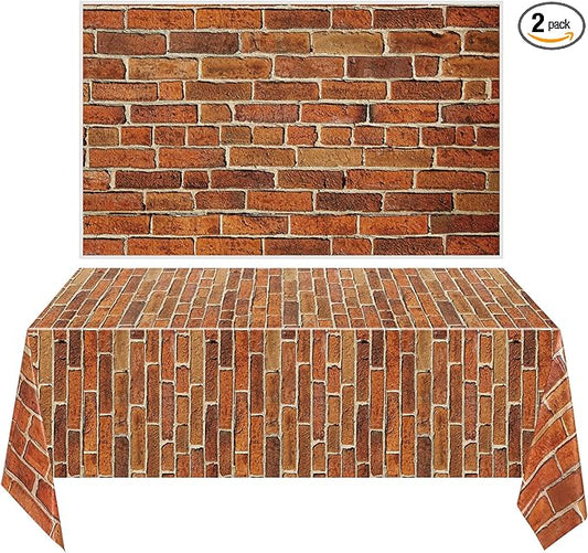 Chuangdi 2pcs 4.5 x 9 Feet Brick Wallpaper Peel and Stick Backdrop Tablecloth