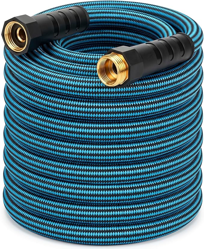 NON-EXPANDABLE Garden Hose 50 ft, Heavy Duty Flexible Water Hose, Kink Resistant Lightweight Hybrid Hose with Durable Fabric Skin, Leakproof Hose Male to Female Fittings