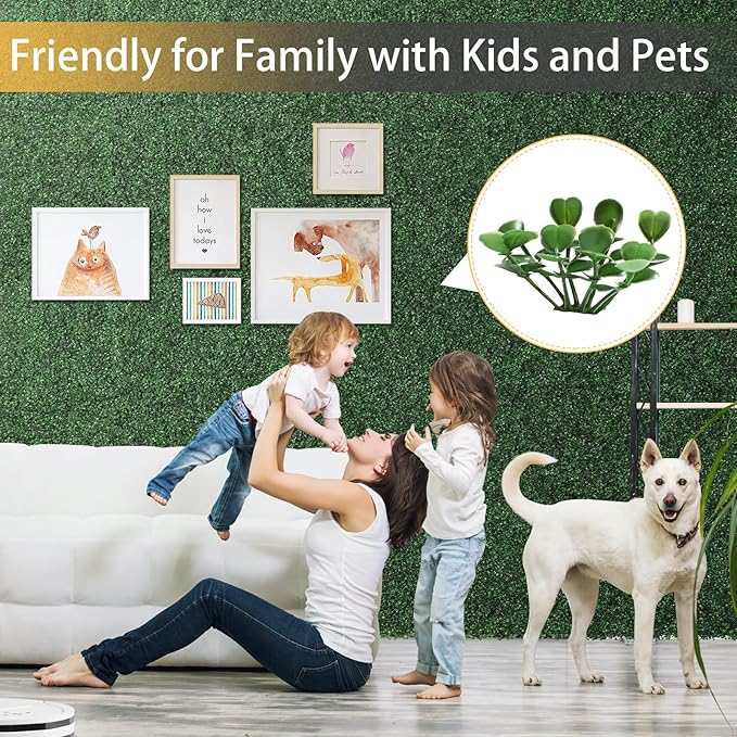 Luyue 12PCS 20”×20” Boxwood Panels, Artificial Grass Wall Panels Fake Greenery