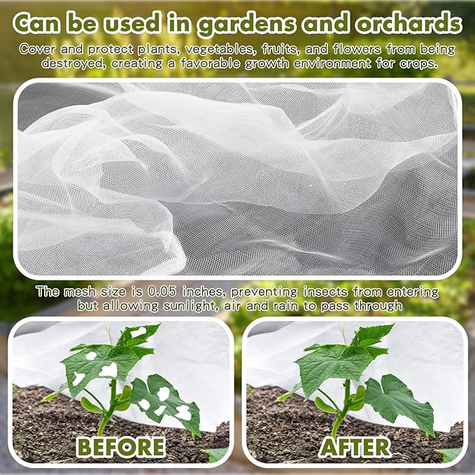 Woanger 3 Pack Garden Netting for Raised Beds 3 x 2 x 2 ft Rectangular Mesh Plant Covers with Drawstring for Garden Protection, Raised Bed Bird Netting Pest Barrier Screen for Protecting Vegetables
