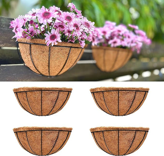 LaLaGreen Wall Planters for Outdoor Plants, 4 Pack, 12 Inch Half Round Plant