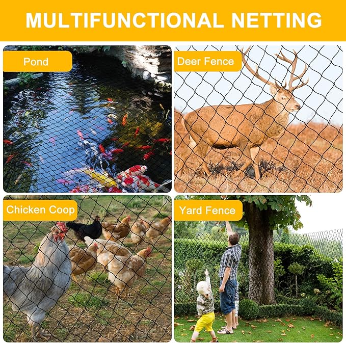 BSTPCOO Bird Netting 50'x50' with 1" Square Mesh Bird Net Garden Nettings for Chicken Coop Roof, Poultry Netting Heavy Duty Nylon Net Aviary Nettings Deer Fence Hawk nets for Chicken Run