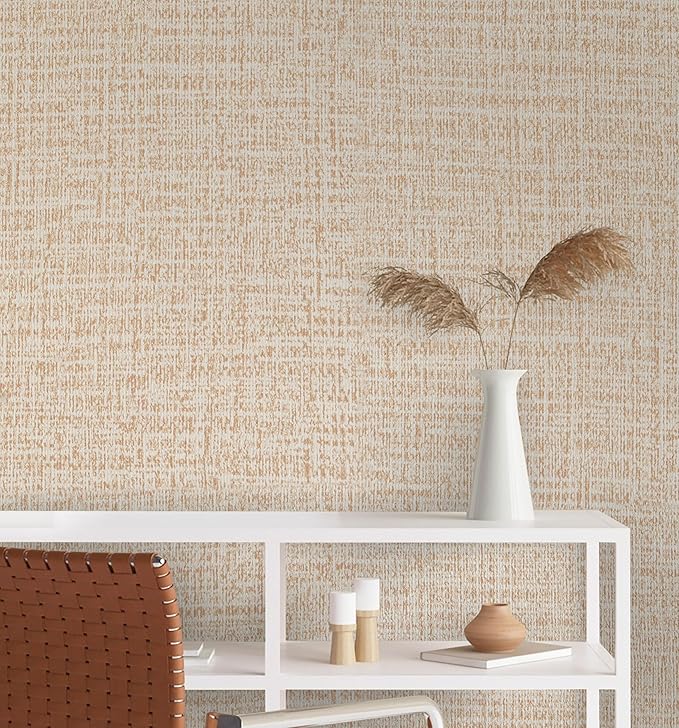 Guvana Grasscloth Peel and Stick Wallpaper Beige Textured Contact Paper Modern