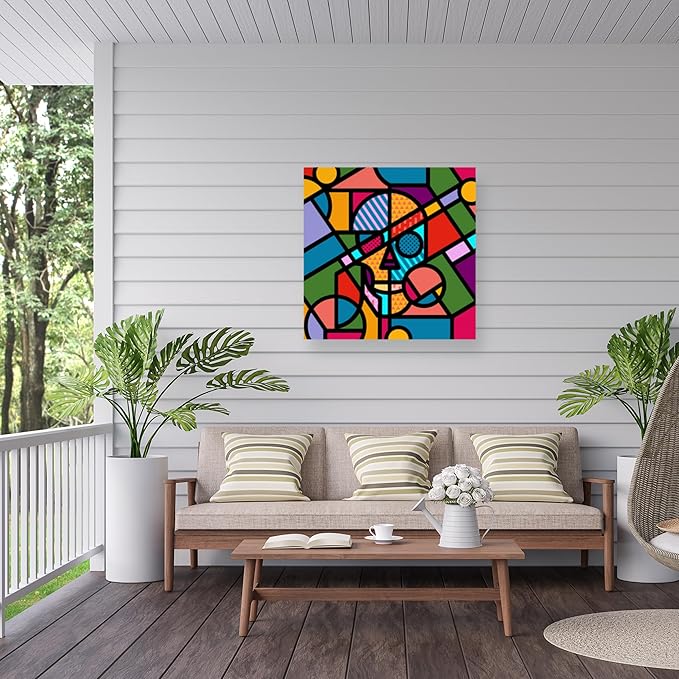 Outdoor Canvas Art - Ali Gulec 'Pop Skull' Wall Art for Outdoor Spaces, Patios, or Gardens by Trademark Fine Art