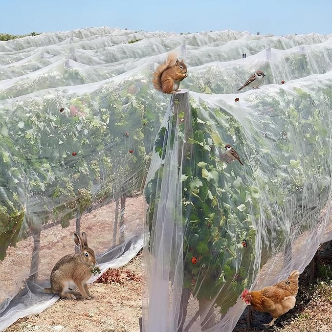 Garden Insect Netting for Raised Beds Extra Large Fruits Tree Netting Pest Barrier White Ultra Fine Mesh Row Bed Covers Net for Vegetable Fruit Protection from Insect Bird Animals(15X 33 ft)