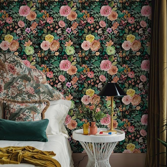 JiffDiff Floral Pattern Self-Adhesive Contact Paper, Oil and Water Resistant