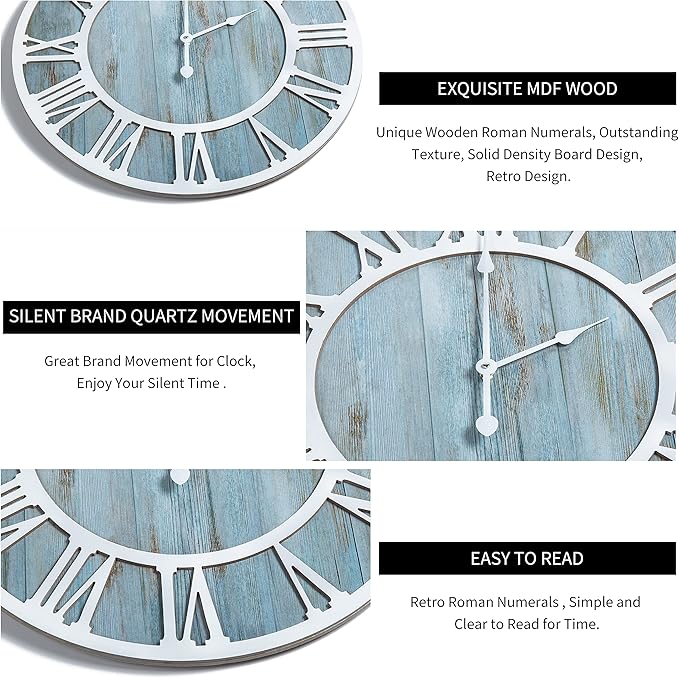 1st owned Wall Clocks for Living Room Decor, Round Silent Non Ticking, Modern