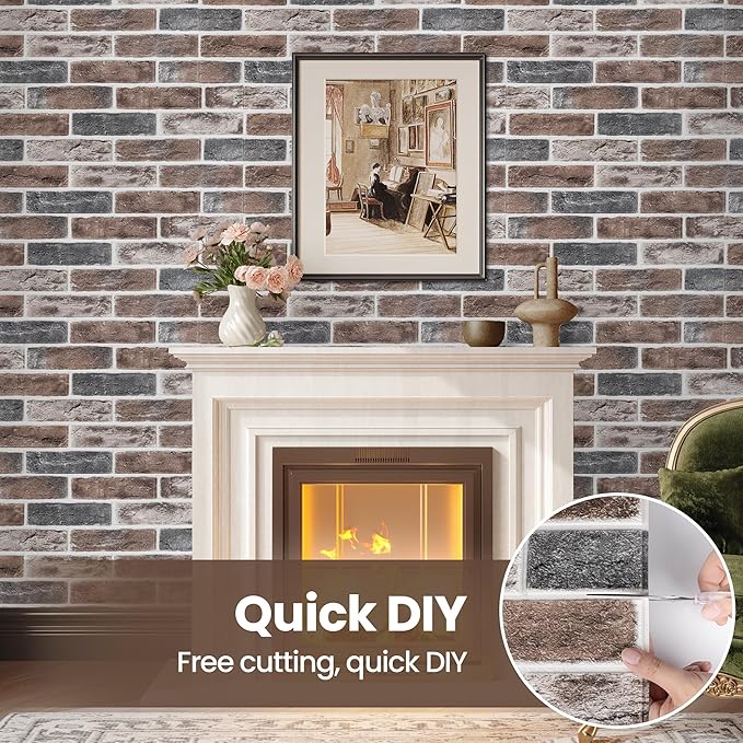 3D Wall Panels Brick Peel and Stick 26.7"x13.4"-10 PCS