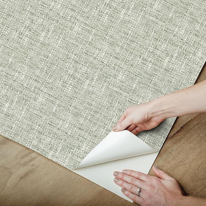 NuWallpaper Sage Poplin Peel and Stick Wallpaper