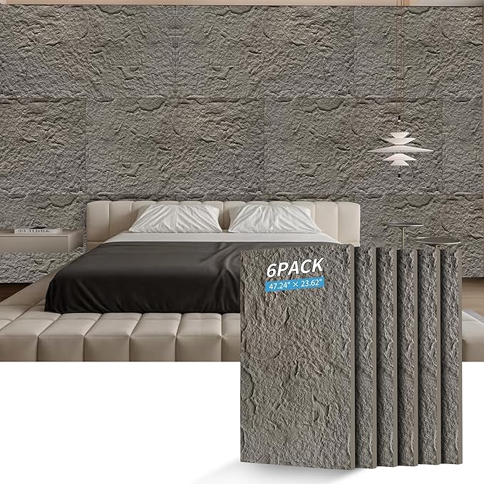 3D Faux Stone Wall Panels, Lightweight & Waterproof Accent Marble Stone Skin