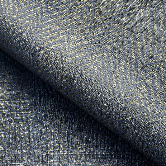 FunStick 24"x394" Removable Gold Dark Blue Textured Wallpaper Peel and Stick