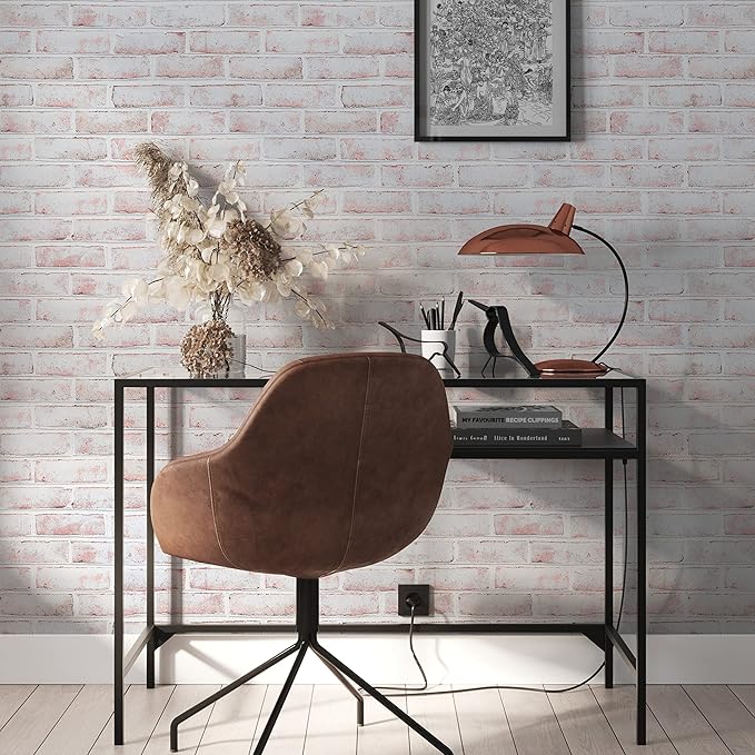 Tempaper White-Washed Brick Removable Peel and Stick Wallpaper, 20.5 in X 16.5
