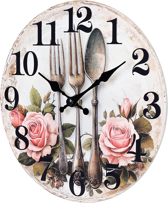 Kitchen Wall Clock, Vintage Floral Wall Clocks