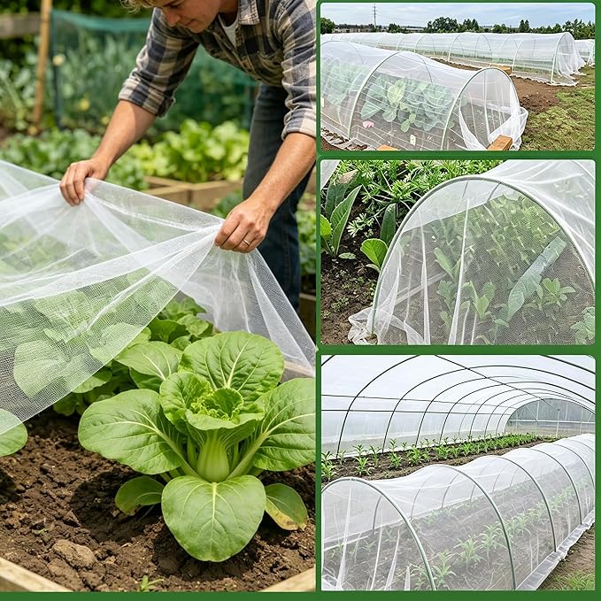 Garden Netting Pest Barrier 4x25FT Ultra Fine Insect Netting for Garden Raised Beds, Plant Net Mesh Cover for Garden Protection, Bird Bug Net, Greenhouse Row Cover Nets for Vegetables Fruits Flowers