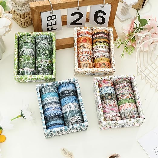 Songdao 18 Rolls Seasons Flowers Washi Tape Set Floral Arts Adhesive Tapes Blooming Garden Decorative Masking Tape Sets for Craft, Kids, Scrapbook, DIY, Gift Wrapping (Autumn)