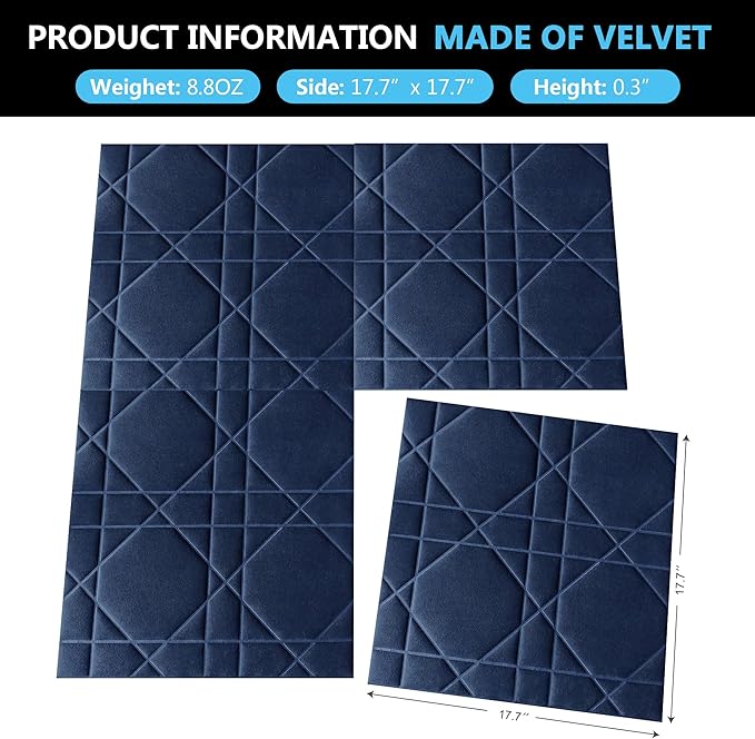 Velvet 3D wall Panels for Interior wall Decor Peel and Stick, Soundproof