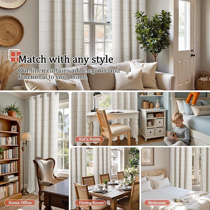 Lajode Plaid Curtains Pattern Printed 90 Inches Long