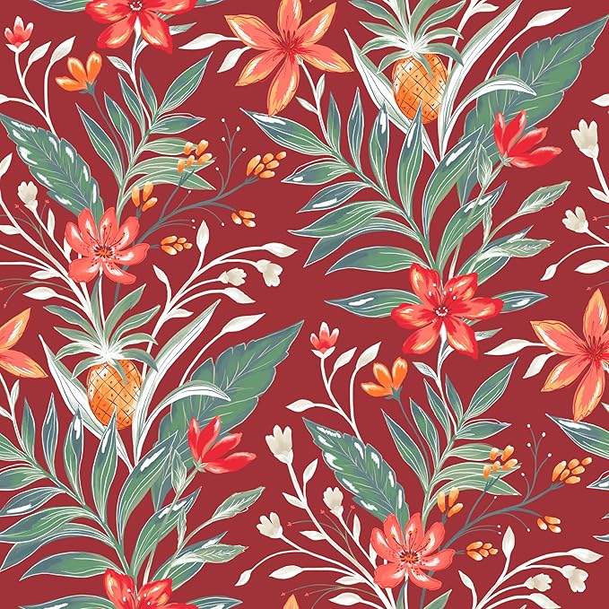 Arden earthFIBER Outdoor Dining Chair Cushion, 20 x 20, Rain-Proof, Fade Resistant, Luau Red Tropical Floral