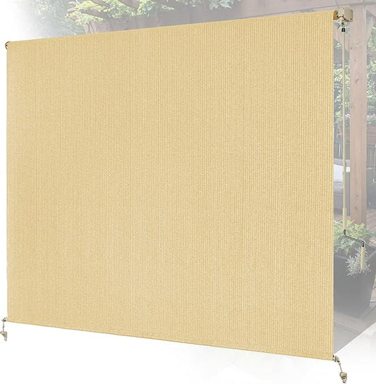 Custom Size Sesame Patio Shades Roll up Outdoor Roller Shade Crank Wand Blind