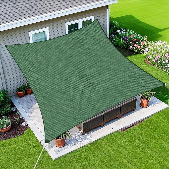Amagenix Sun Shade Sail 16X28 Curved Edge Outdoor Shade Canopy Dark Green Breathable 95% UV Block Shade Cloth for Patio Garden Backyard (We Make Custom Size)