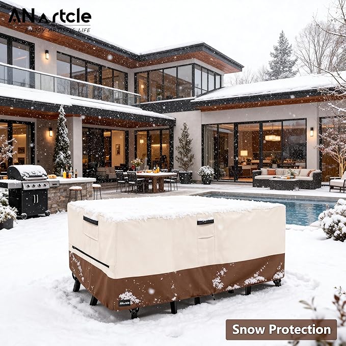 ANartcle Patio Furniture Covers 88L x 62W x 28H inch,600D Waterproof Heavy Duty Outdoor Furniture Covers,Outdoor Wicker Furniture Set with Swivel Patio Chairs General Purpose Furniture Cover,Beige