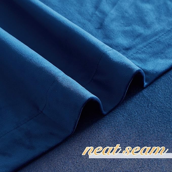NICETOWN Blue Velvet Curtains 108 inches Long, Room Darkening Luxury Silky