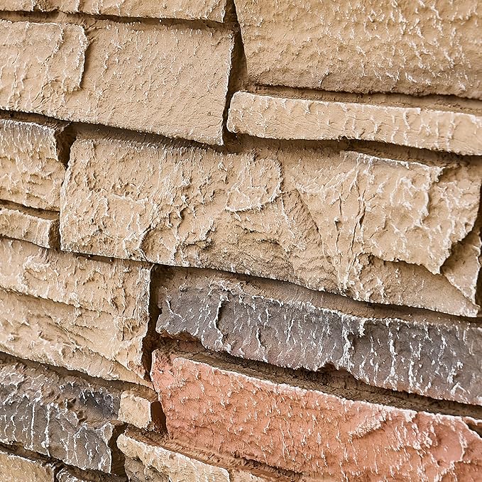 Faux Stone Wall Panels 2-Pack PU Stone Veneer Siding, Mortarless Faux Rock