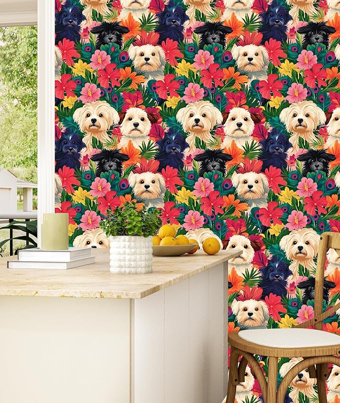 BOKEBEVE Vibrant Floral Peel and Stick Wallpaper Colorful Floral Wallpapers
