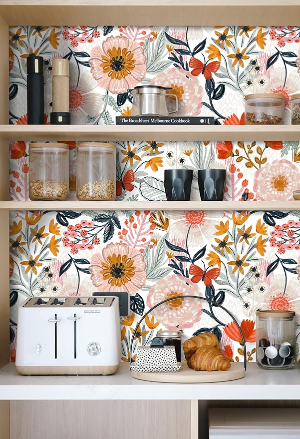 HAOKHOME Boho Peel and Stick Wallpaper Floral Wall Paper Removable