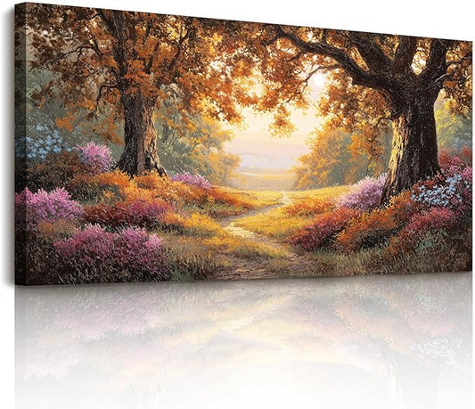 SERIMINO Oversized Wall Art, Landscape Wall Art, Nature Art Prints Decor, Fall Forest Home Decorations, Extra Large Paintings for Living Room Bedroom Dining Room Office Entryway Hotel 29"x57"