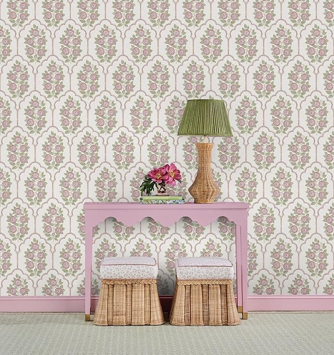 NuWallpaper x Society Social Floral Bazaar Rose Water Peel and Stick Wallpaper
