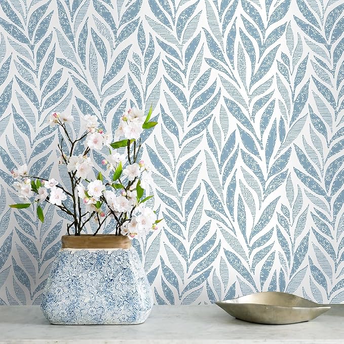 Safiyya 787"x17.3" Blue Peel and Stick Wallpaper Boho Contact Paper Modern