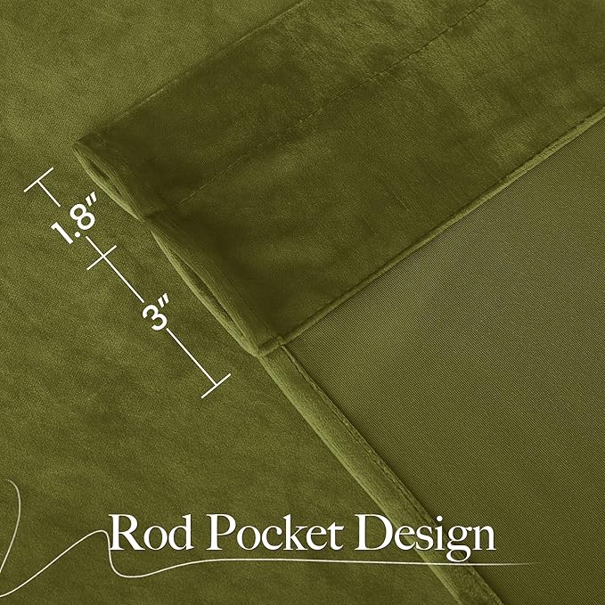 NICETOWN Moss Green Velvet Drapes 120 inch Long