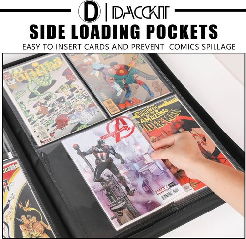 D DACCKIT Premium Comic Binder - Holds 96 Regular Comics with Sleeves | Classic White Storage Album