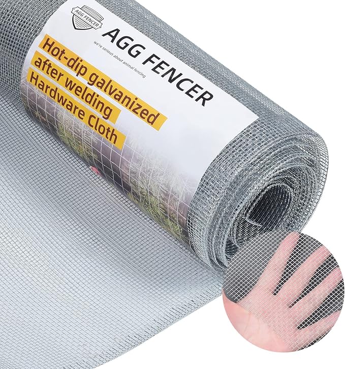 48in x 50ft Hardware Cloth 1/8 inch 27Ga Hot Dipped Galvanized After Welding, Chicken Coop Wire Fence, Welded Metal Fencing Roll Mesh for Bee Screen Garden Plant Poultry Animal Netting Cage