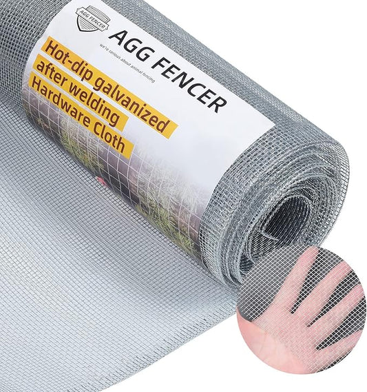 48in x 50ft Hardware Cloth 1/8 inch 27Ga Hot Dipped Galvanized After Welding, Chicken Coop Wire Fence, Welded Metal Fencing Roll Mesh for Bee Screen Garden Plant Poultry Animal Netting Cage