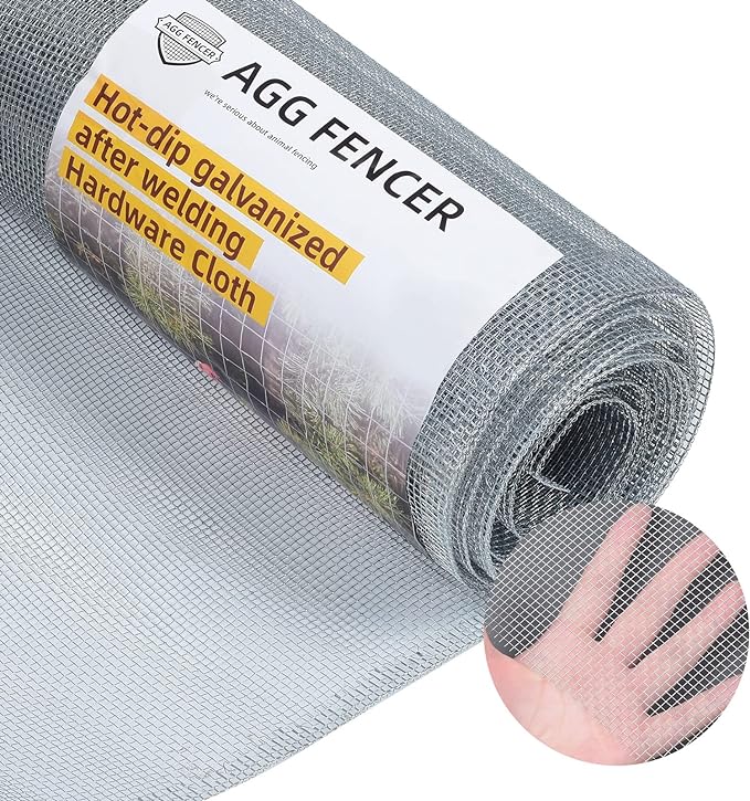 36in x 10ft Hardware Cloth 1/8 inch 27Ga Hot Dipped Galvanized After Welding, Chicken Coop Wire Fence, Welded Metal Fencing Roll Mesh for Bee Screen Garden Plant Poultry Animal Netting Cage