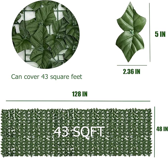 Artificial Ivy Privacy Fence Screen, 128 "x 48" Anti-Ultraviolet Artificial