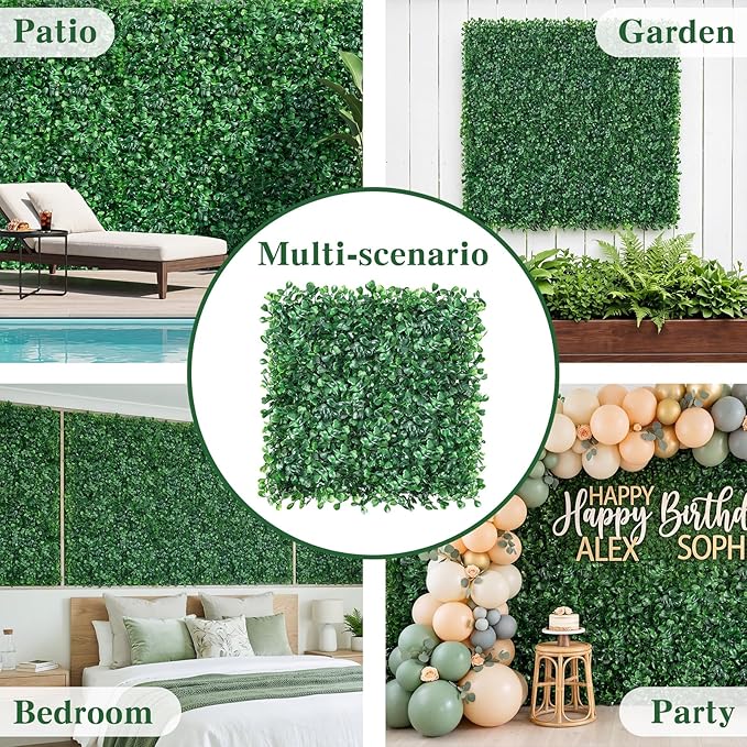 CEWOR 10"x10" Artificial Grass Wall Panels, UV Resistant & Anti-Fade Greenery