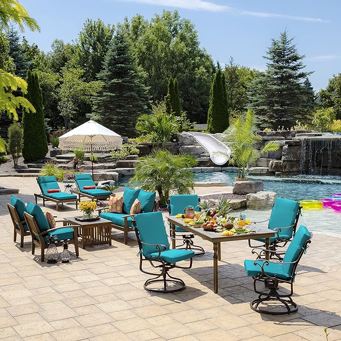 Arden Outdoor Deep Seat Cushion Set (4-Pack), 24 in x 24 in, Weather-Proof, Rain-Proof, Fade Resistant Patio Cushion for Chair, Sofa, and Couch Lake Blue Leala