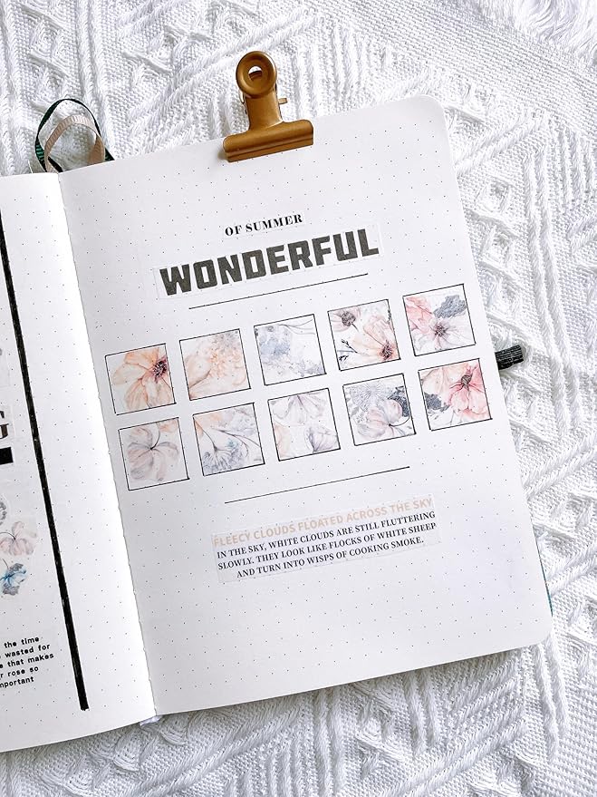 WT Frostbloom Wide PET Tape, Single Roll, Original Floral Designs, Winter Flowers, Clear Transparent Adhesive Tape for Junk Journals, Scrapbooks, Bujo, Planners, DIY Crafts, Art Stationery