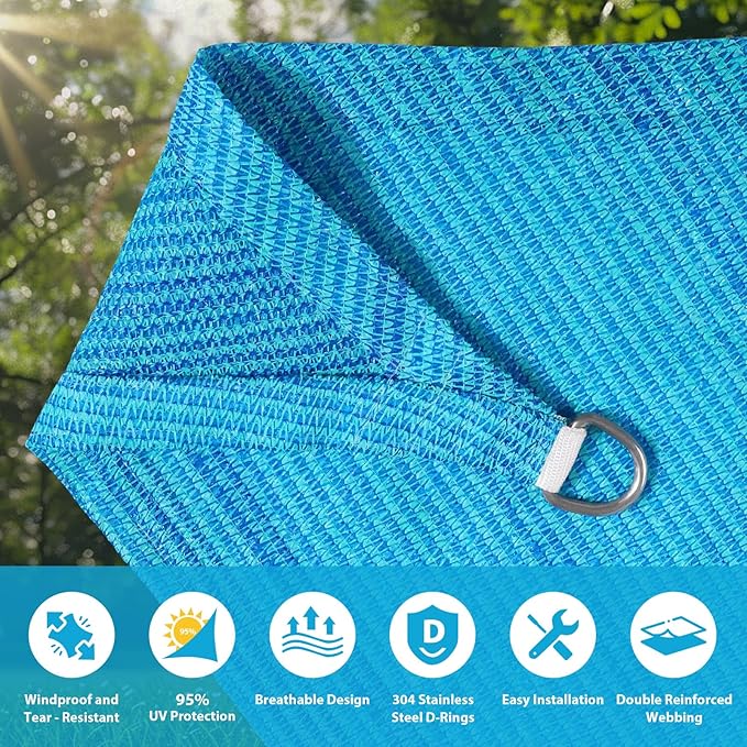Amagenix Sun Shade Sail 20'X24' Curved Edge Outdoor Shade Canopy Turquoise Mixed Breathable 95% UV Block Shade Cloth for Patio Garden Backyard (We Make Custom Size)