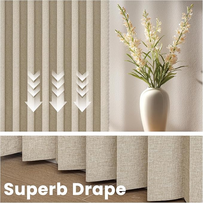 AJAZZ Blackout Accordion Door Curtain 98"x84" Cream Yellow