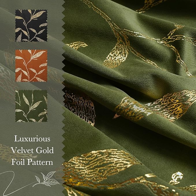 NICETOWN Olive Green Velvet Curtains