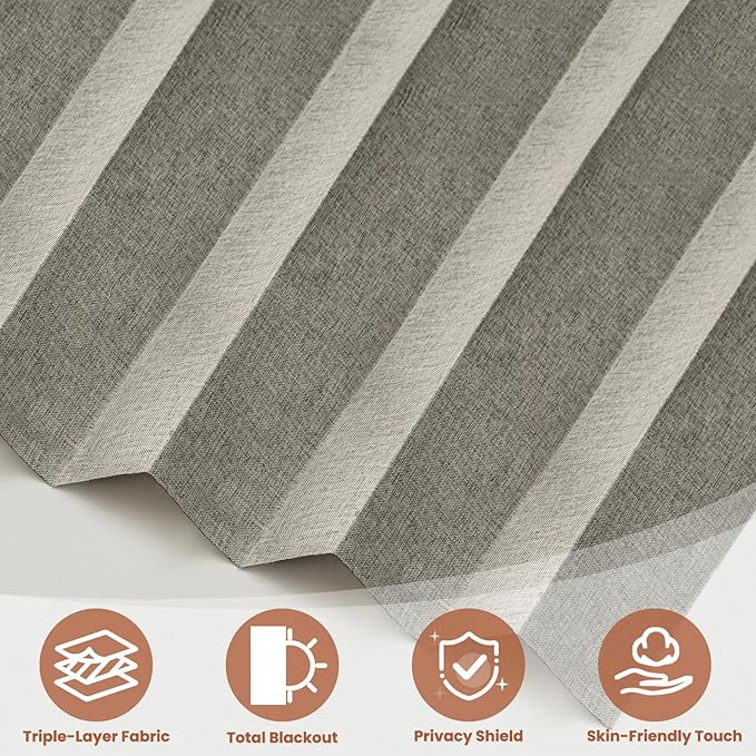 AJAZZ Blackout Accordion Door Curtain 98"x84" Grey