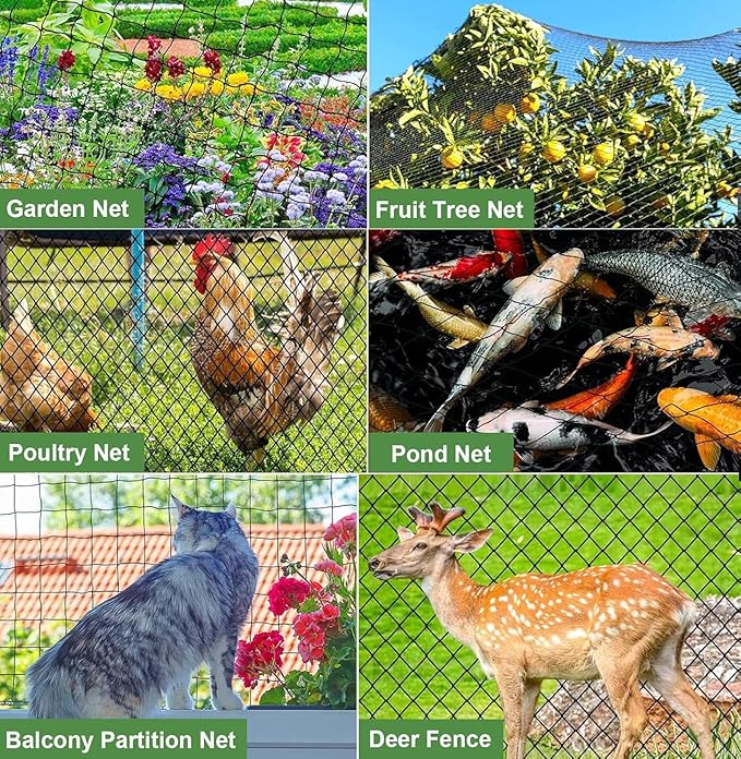 Bird Netting for Chicken Coop 25 X 25 Ft 2" Square Mesh Heavy Duty Chicken Run Netting Roof Cover Against Hawks, Eagles, Owls, UV Resistant, for Garden, Fruit Tree, Plant, Vegetable Protection