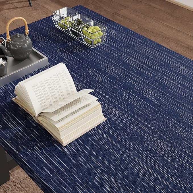 CRE8TIVE Wide Dark Blue Grasscloth Peel and Stick Wallpaper