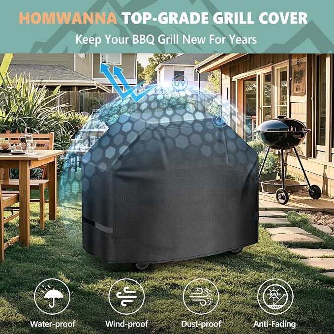 Grill Cover 82 Inch - Extra Large Gas BBQ Cover for Outdoor Grill - 600D Outside Barbecue Covers Waterproof Heavy Duty for Weber, Dyna-glo, Char-Broil, Nexgrill, Brinkmann, Monument and More