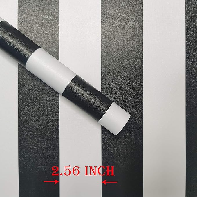Guvana 472.4"x17.7" Striped Peel and Stick Wallpaper Black and White